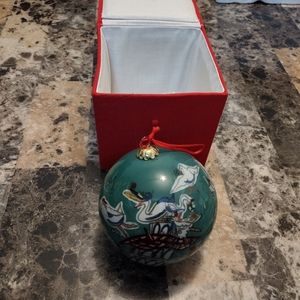 SEVEN SWANS A SWIMMING hand-painted Christmas ornament